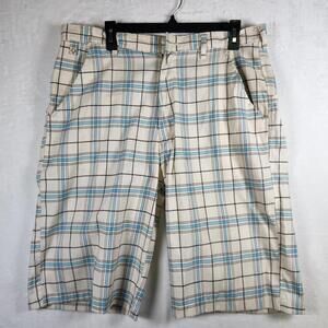 Waimea White Blue Plaid Shorts Size 36‎